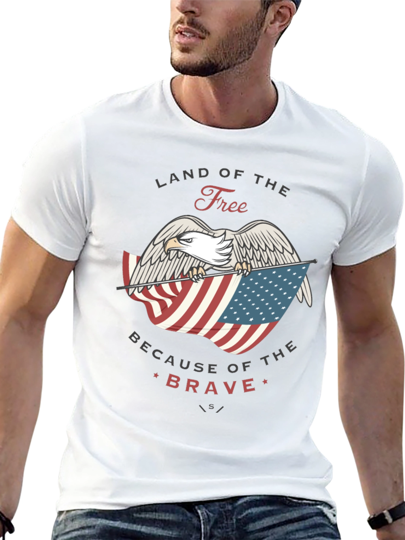 Land of the Free Patriotic Eagle Graphic Tee