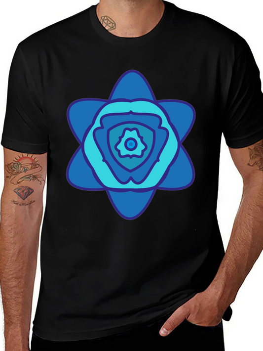 Abstract Blue Floral Graphic T-Shirt
