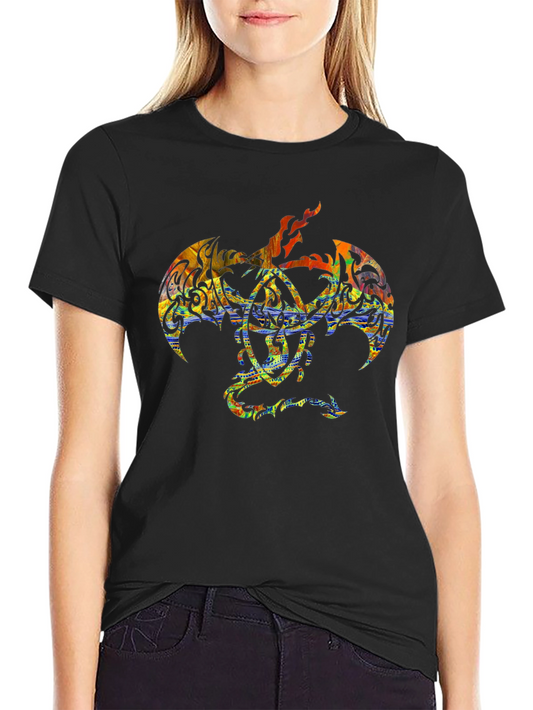 Dragon Tattoo Graphic Print Black T-Shirt