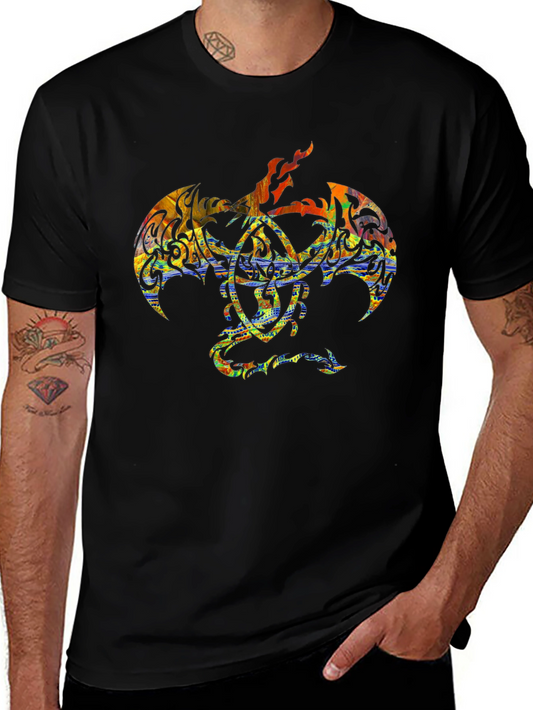 Dragon Tattoo Graphic Print Black T-Shirt