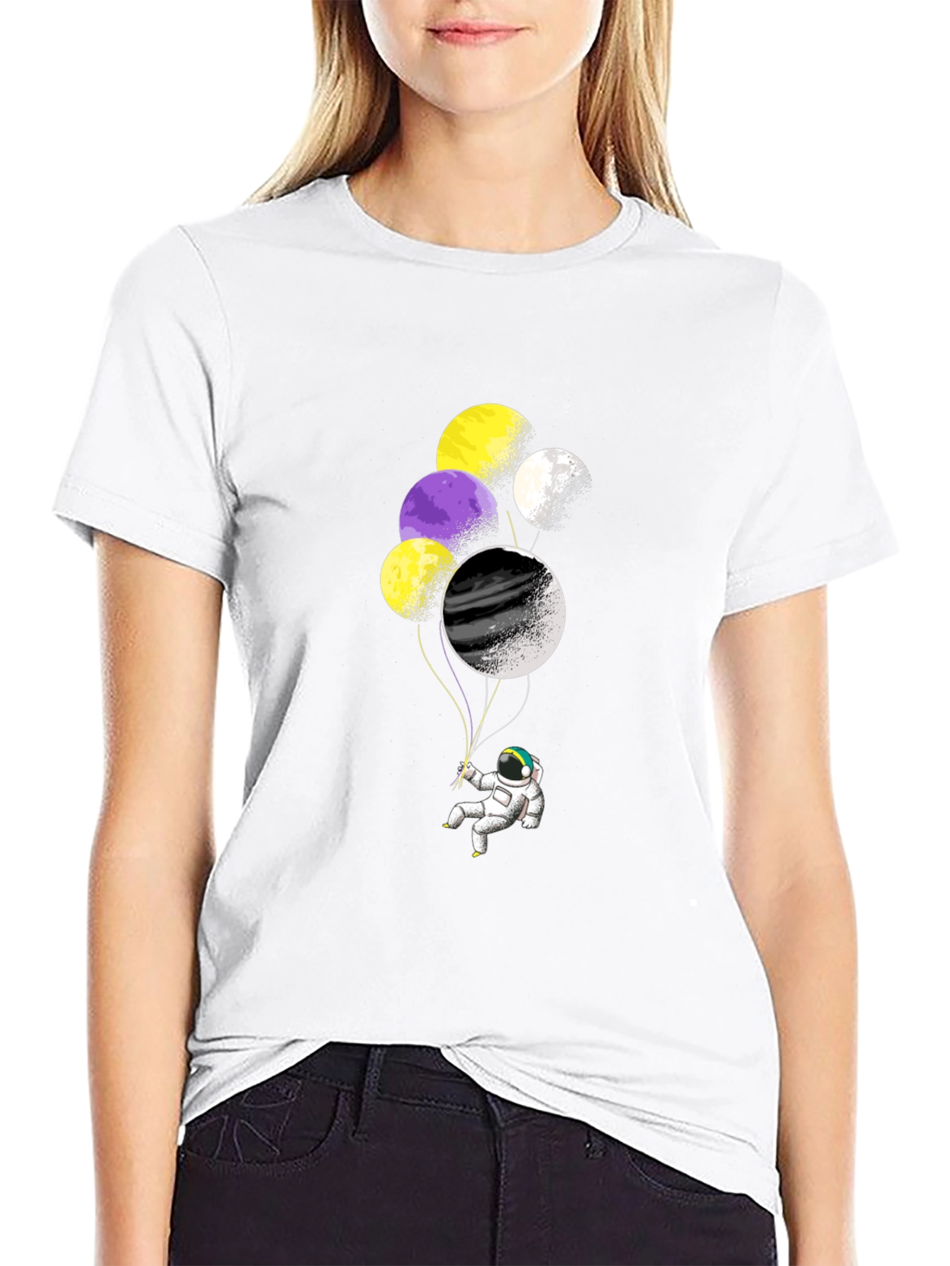 Astronaut Balloons Graphic T-Shirt