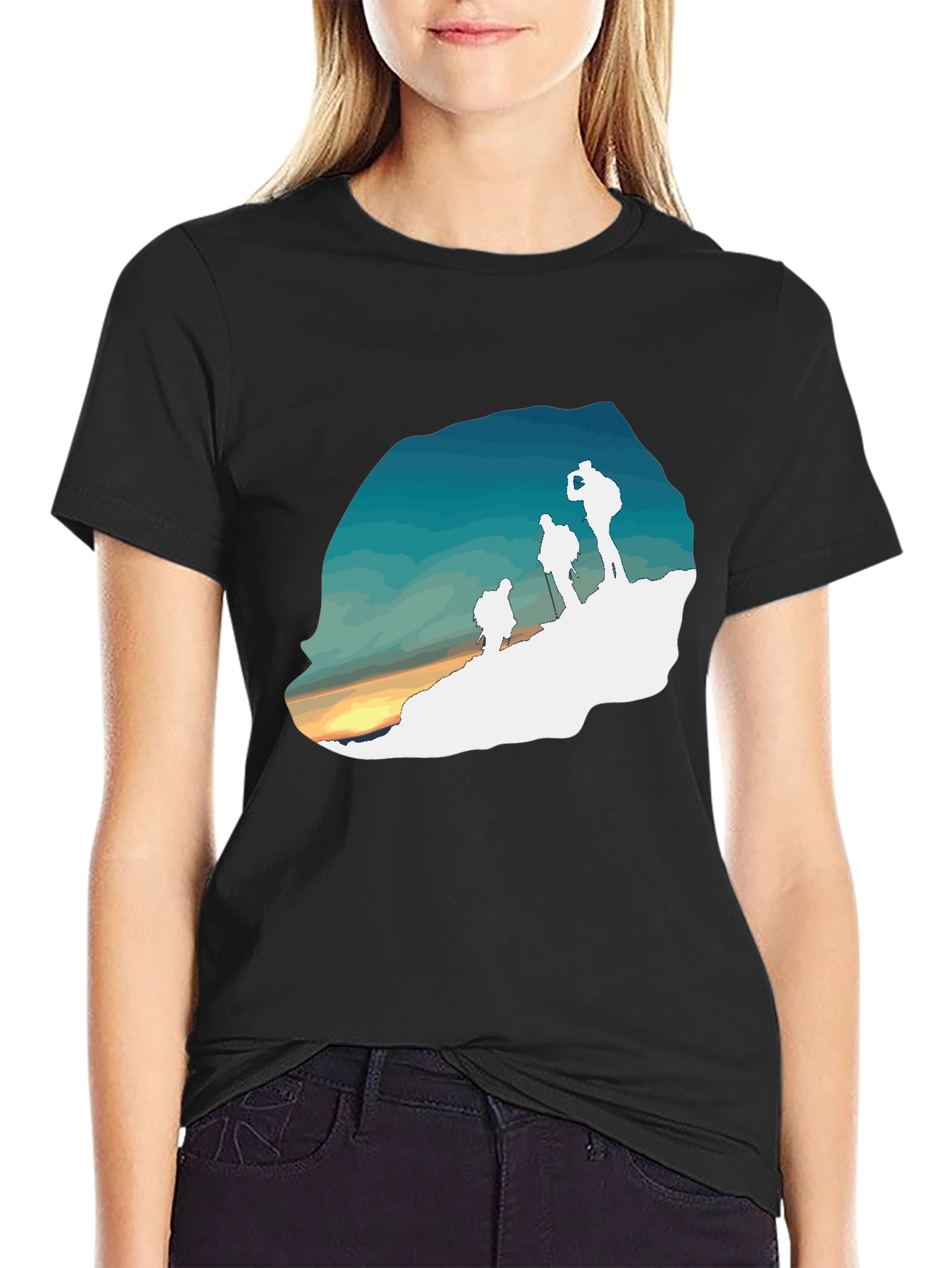 Hiking Silhouette Graphic Tee - Outdoor Adventure Shirt