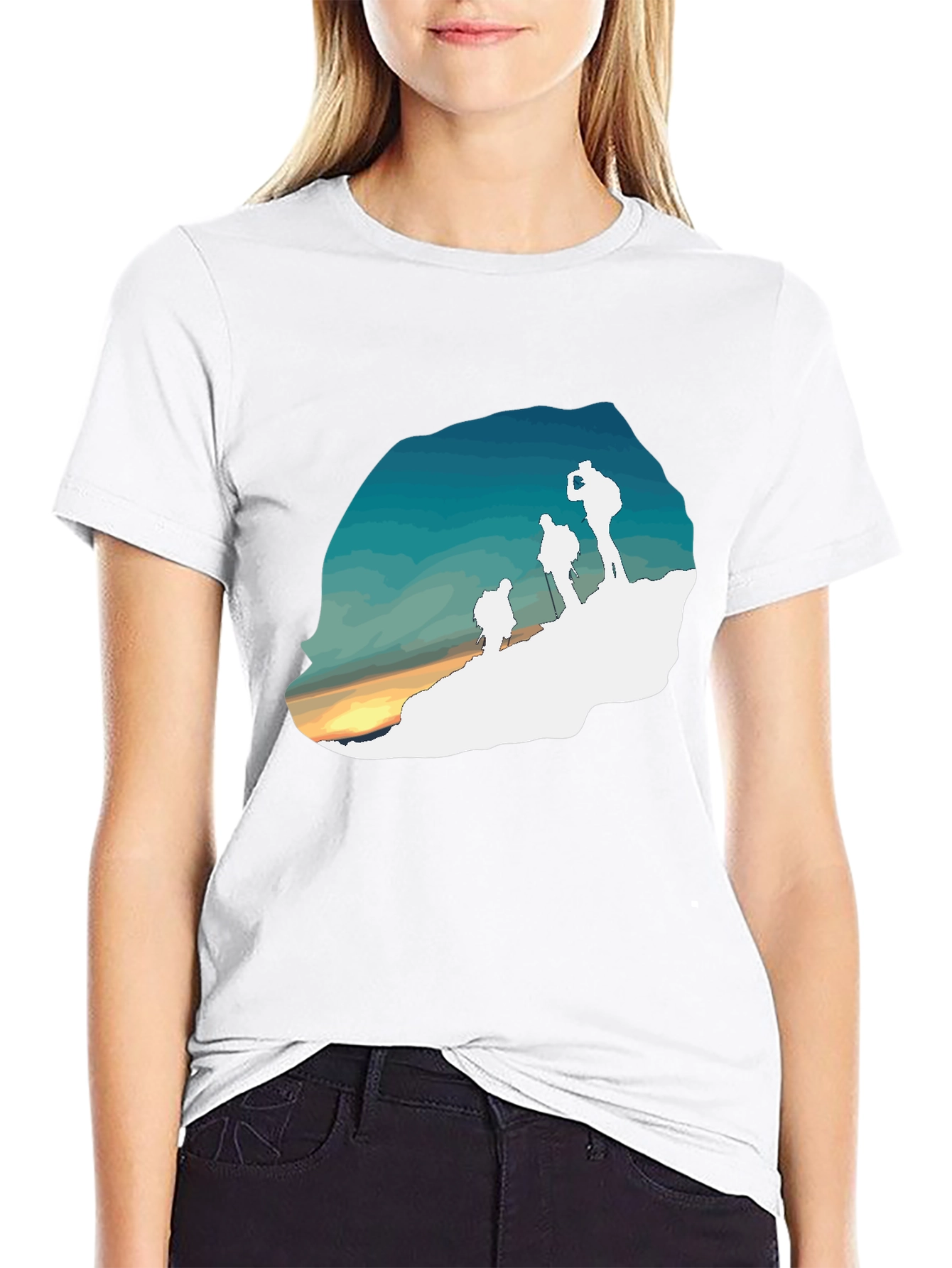 Hiking Silhouette Graphic Tee - Outdoor Adventure Shirt