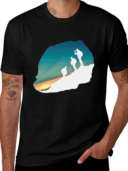 Hiking Silhouette Graphic Tee - Outdoor Adventure Shirt