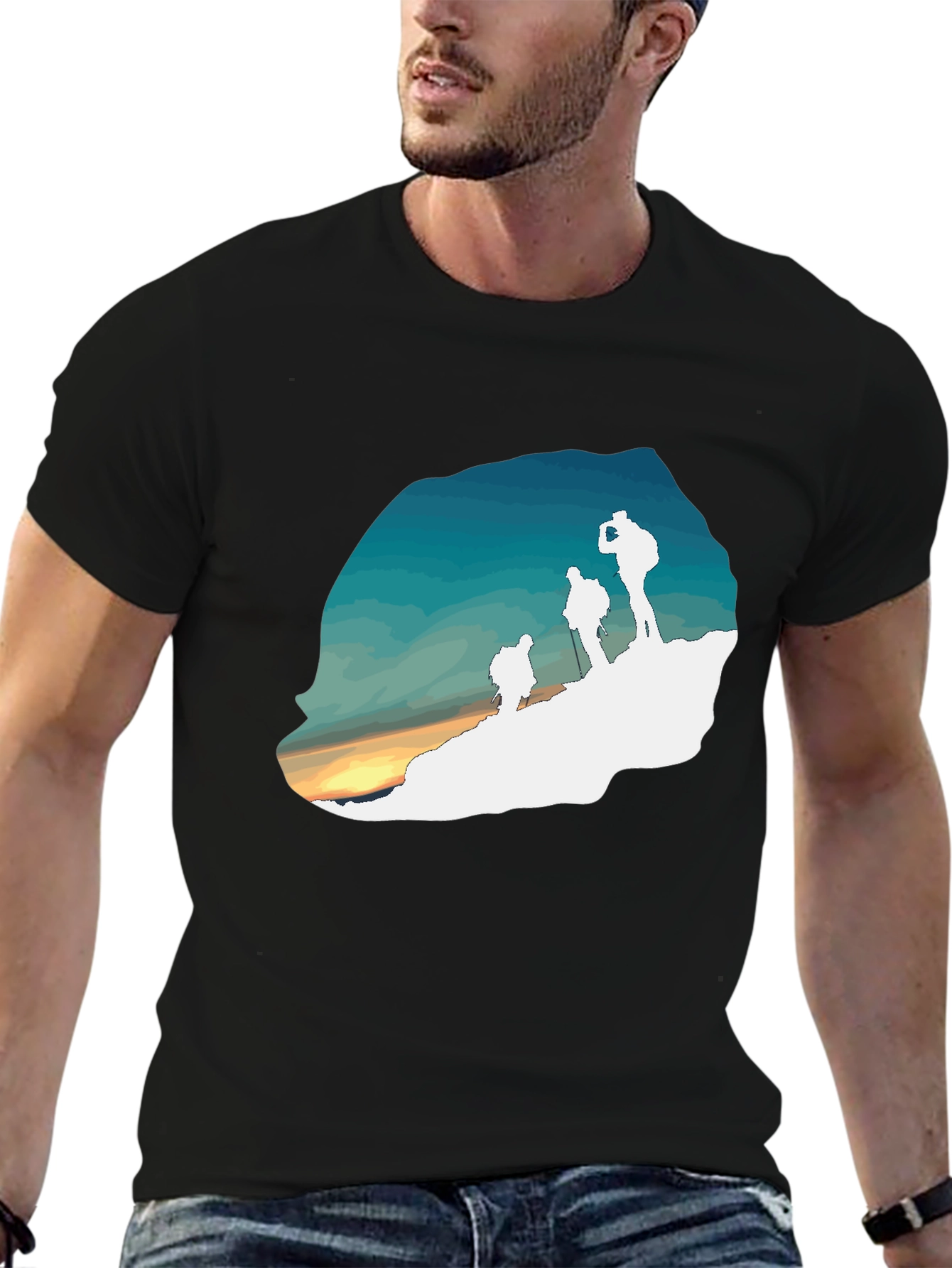 Hiking Silhouette Graphic Tee - Outdoor Adventure Shirt