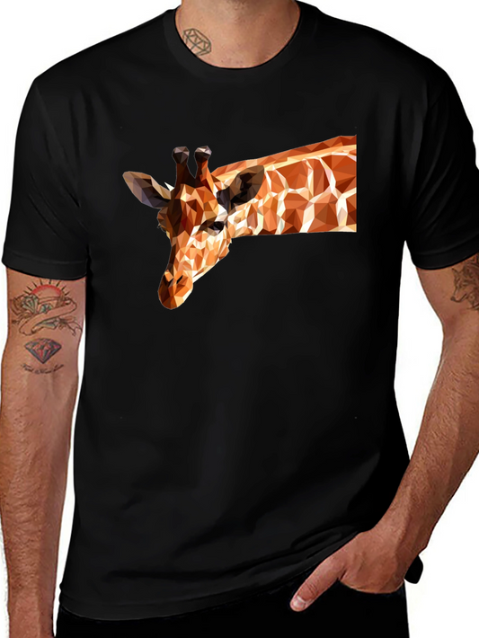 Geometric Giraffe Black T-Shirt - Modern Art Tee