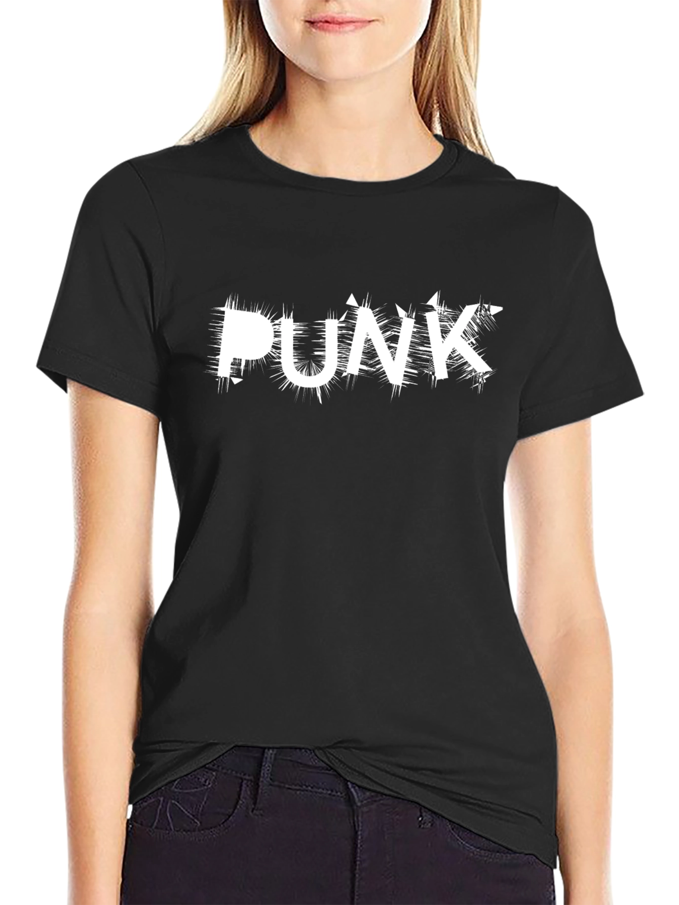Punk Style Graphic Tee - Black Cotton T-Shirt