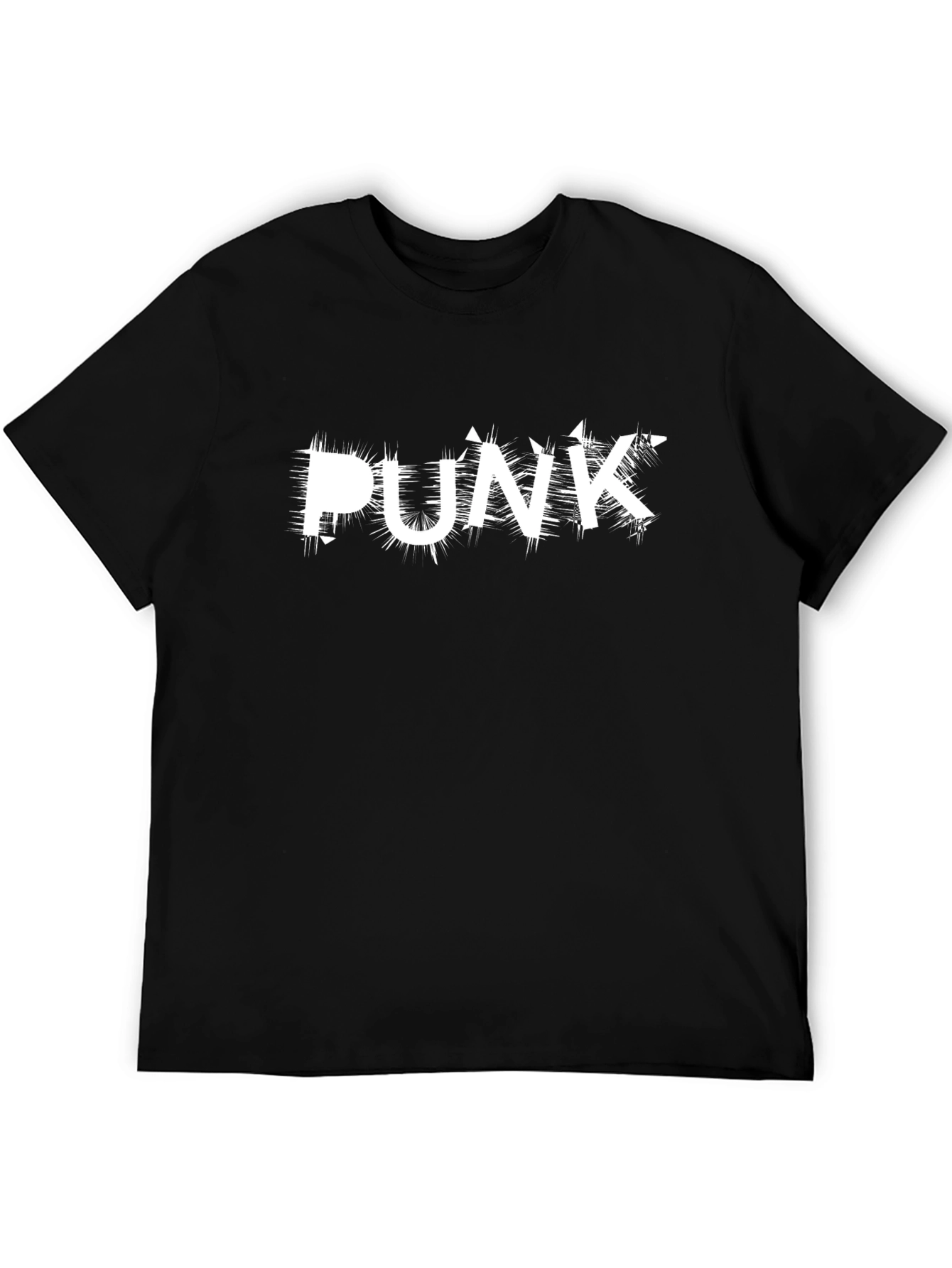 Punk Style Graphic Tee - Black Cotton T-Shirt