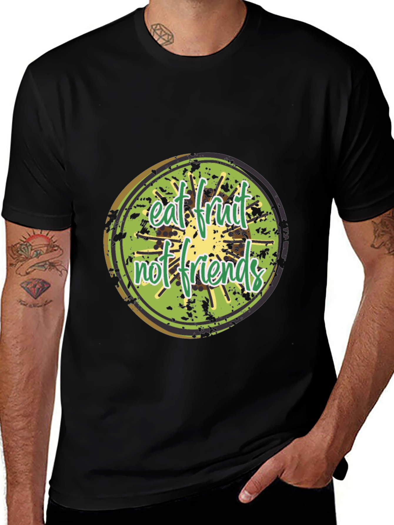 Eat Fruit Not Friends Graphic Tee - Black