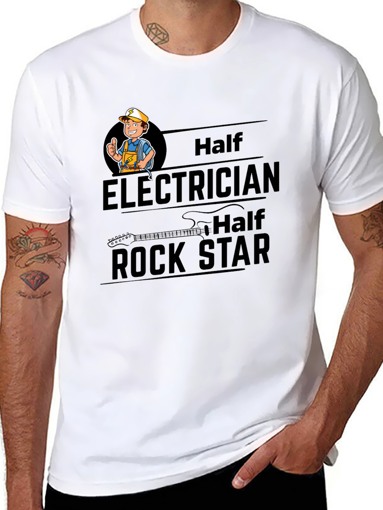 Electrician Rock Star Black T-Shirt