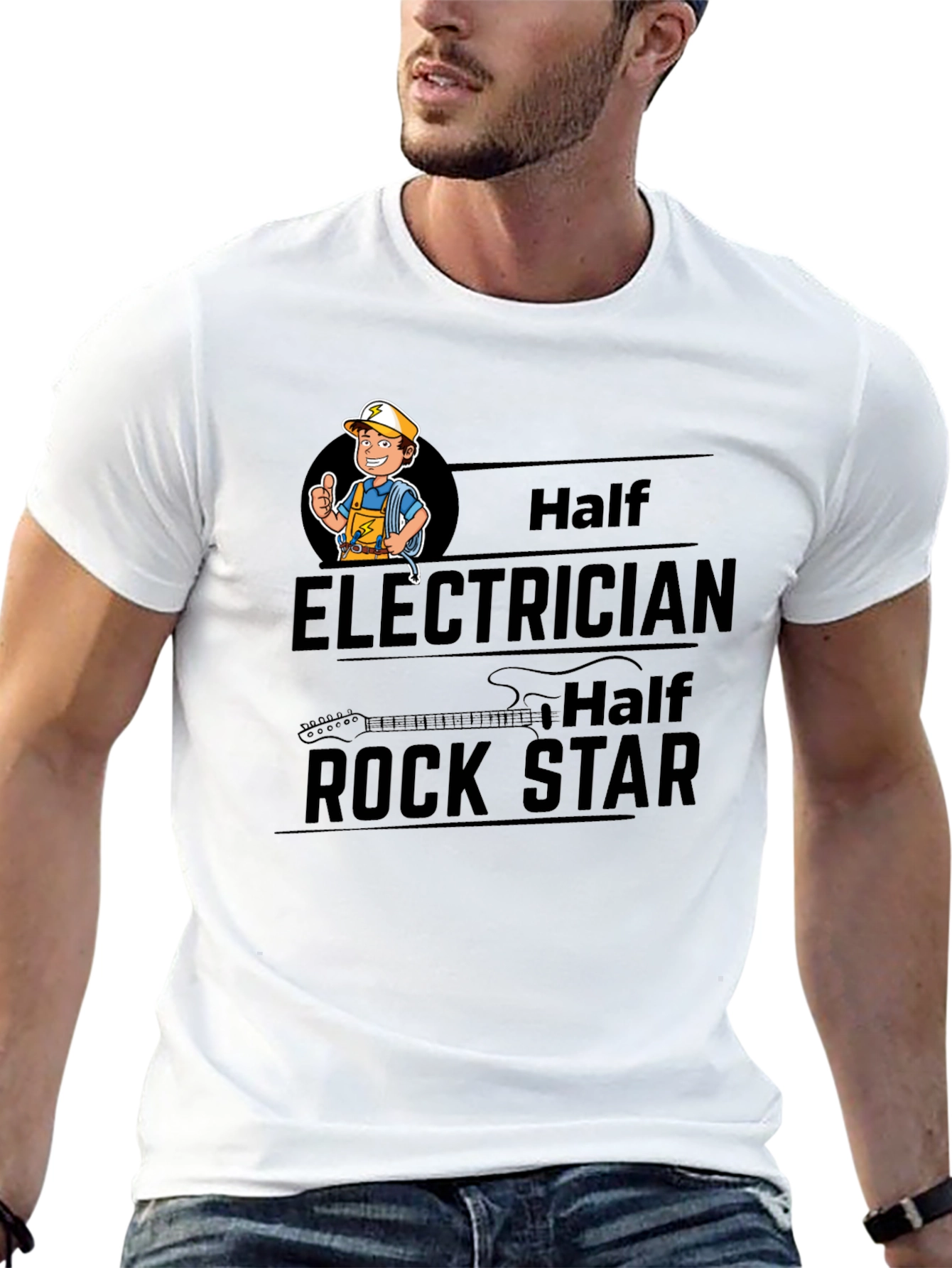 Electrician Rock Star Black T-Shirt