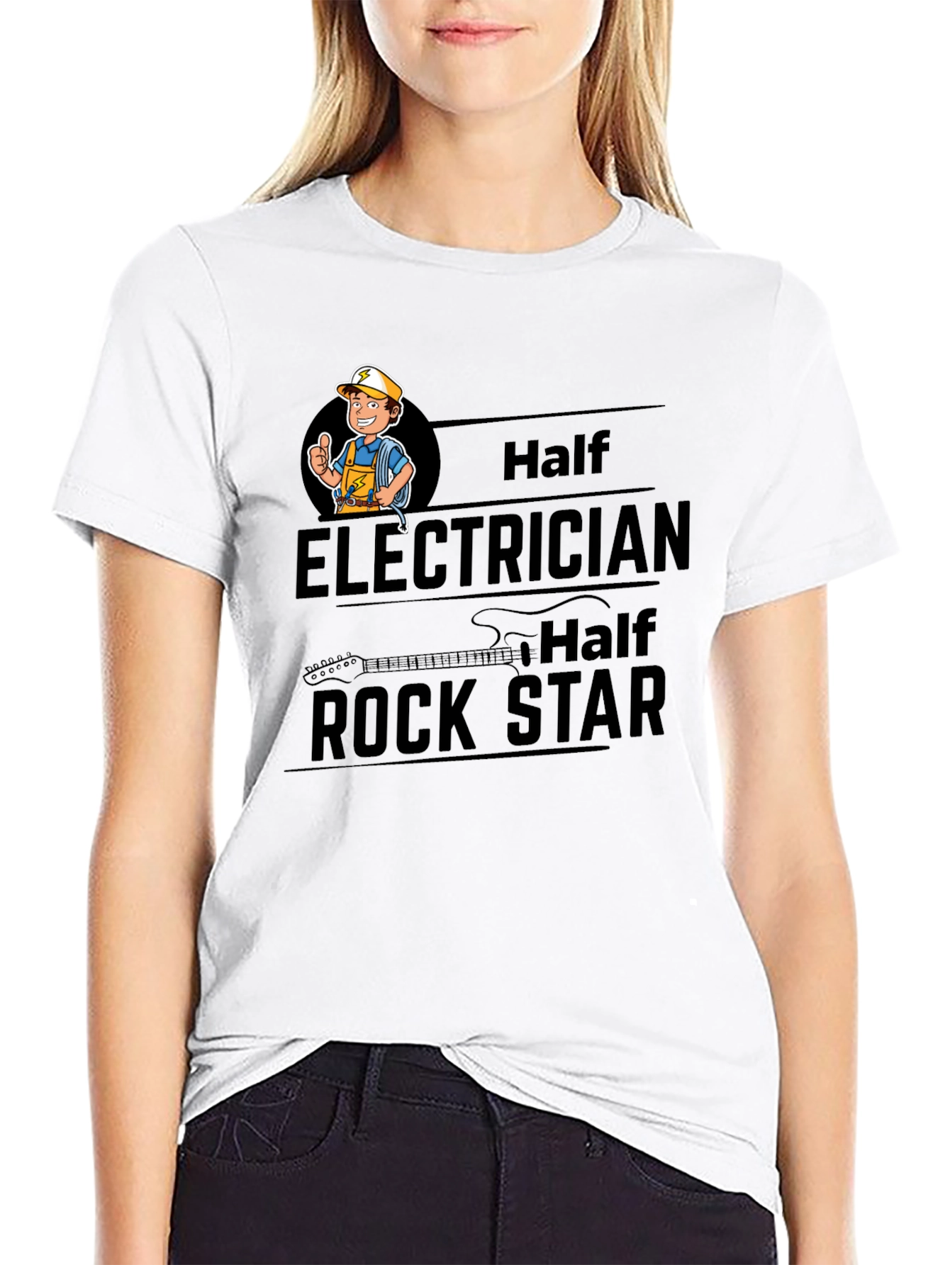 Electrician Rock Star Black T-Shirt