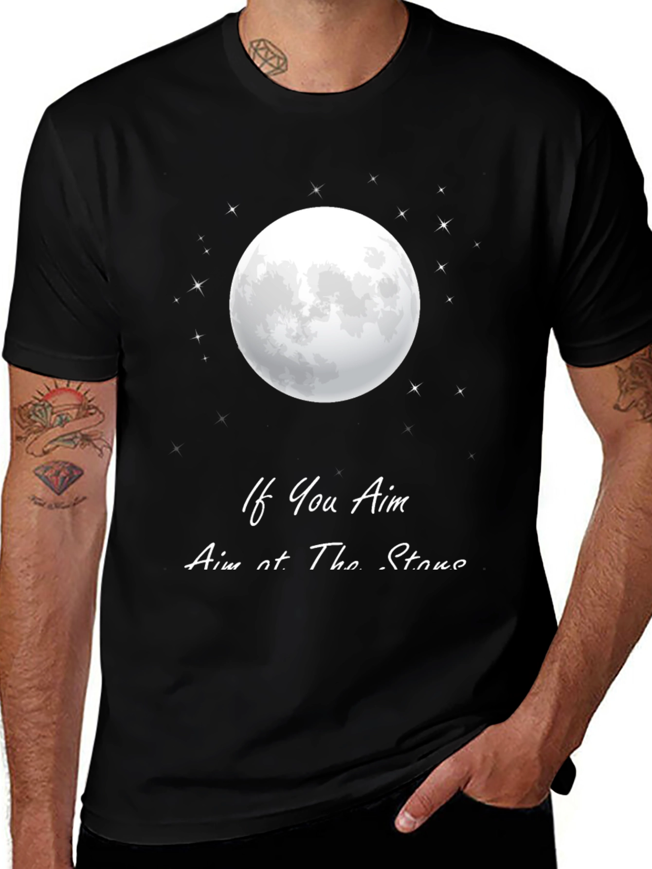 Aim for the Stars Moon Graphic T-Shirt