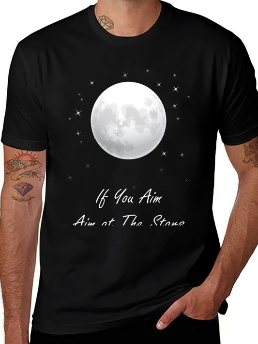 Aim for the Stars Moon Graphic T-Shirt