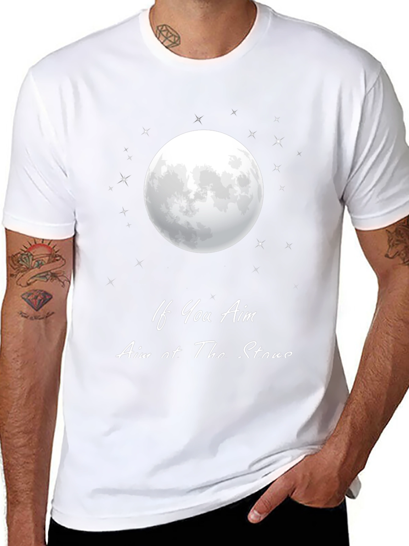 Aim for the Stars Moon Graphic T-Shirt