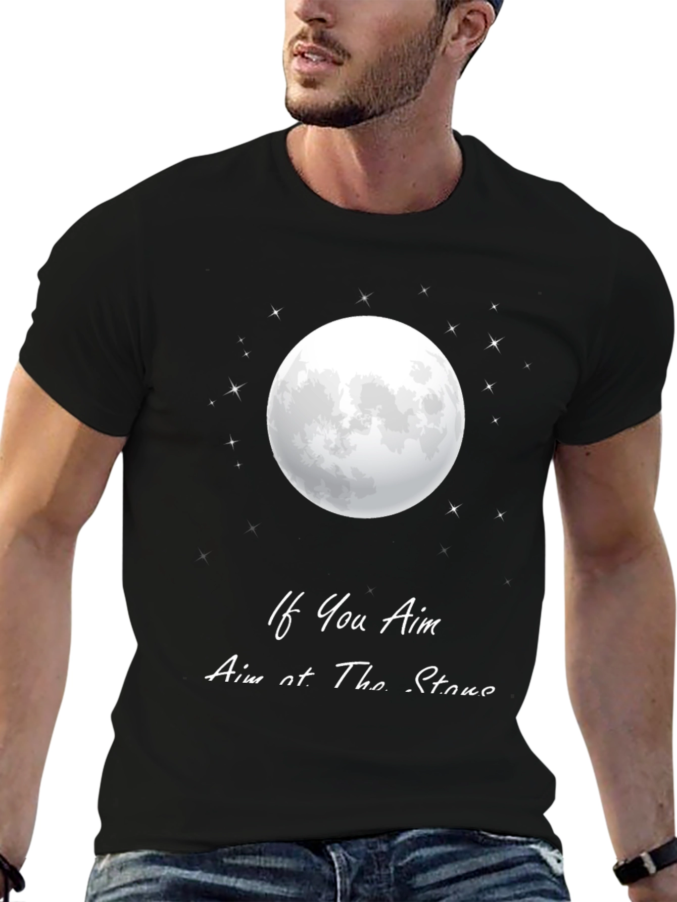 Aim for the Stars Moon Graphic T-Shirt