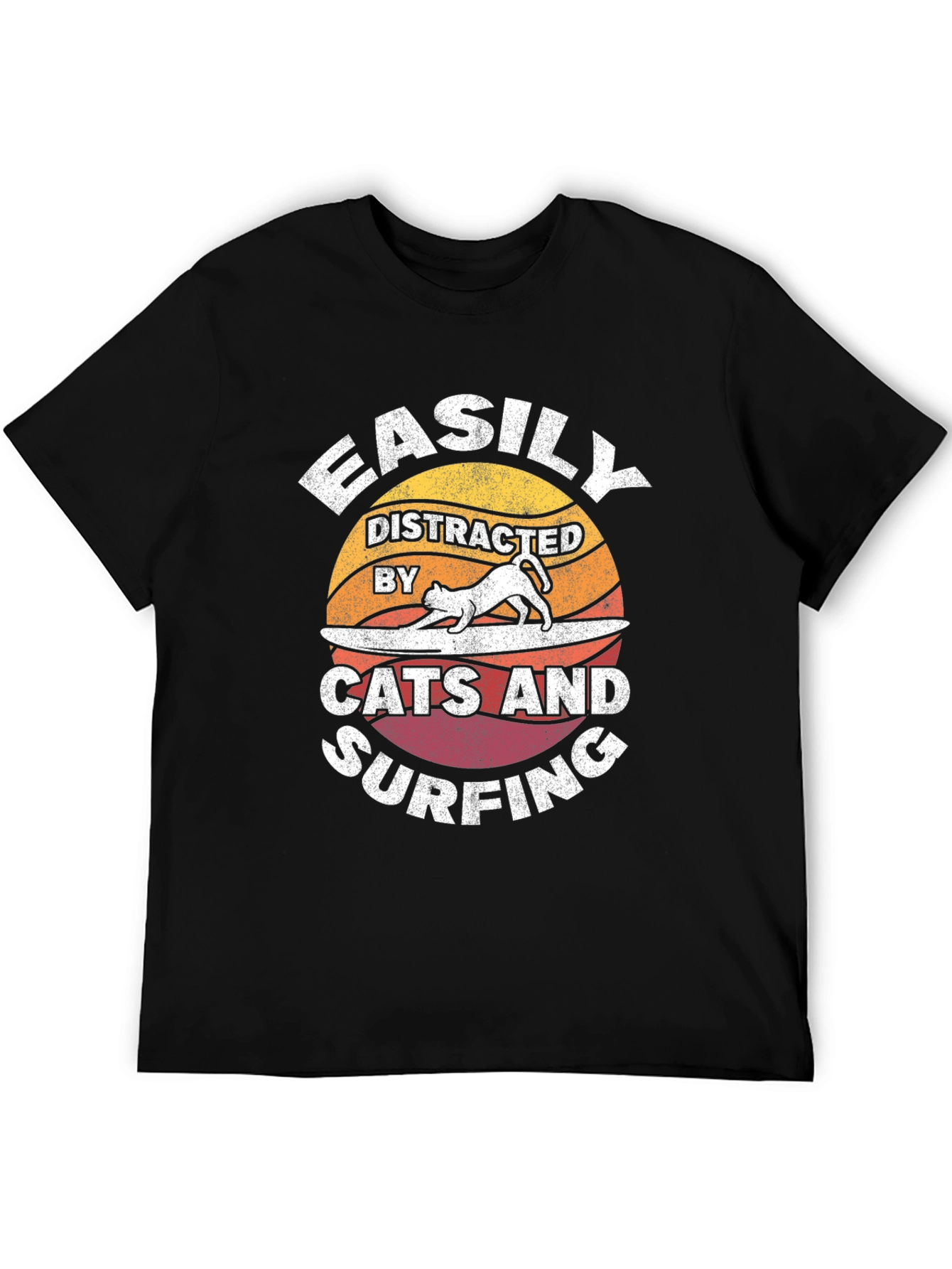 Easily Distracted Cats & Surfing T-Shirt