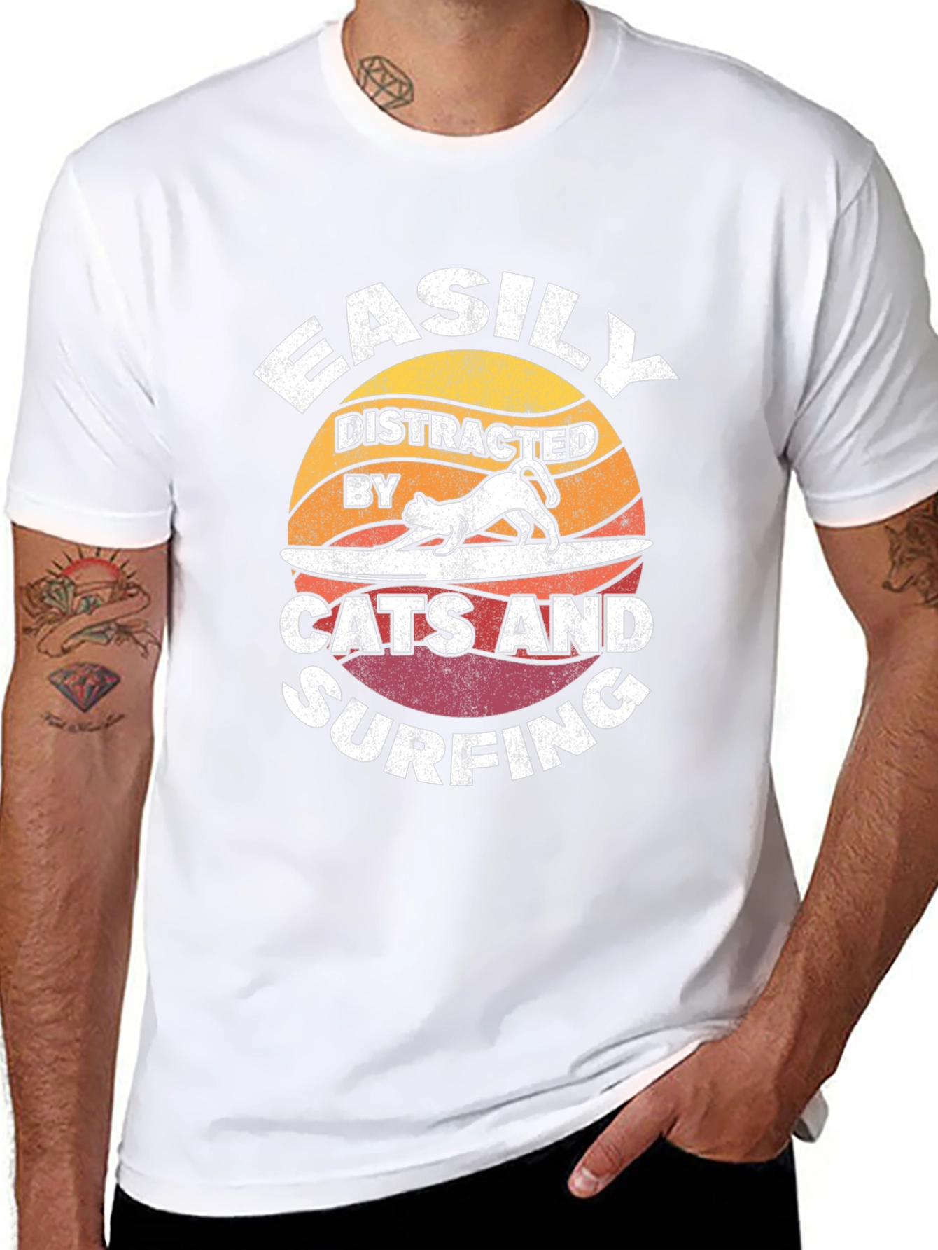 Easily Distracted Cats & Surfing T-Shirt