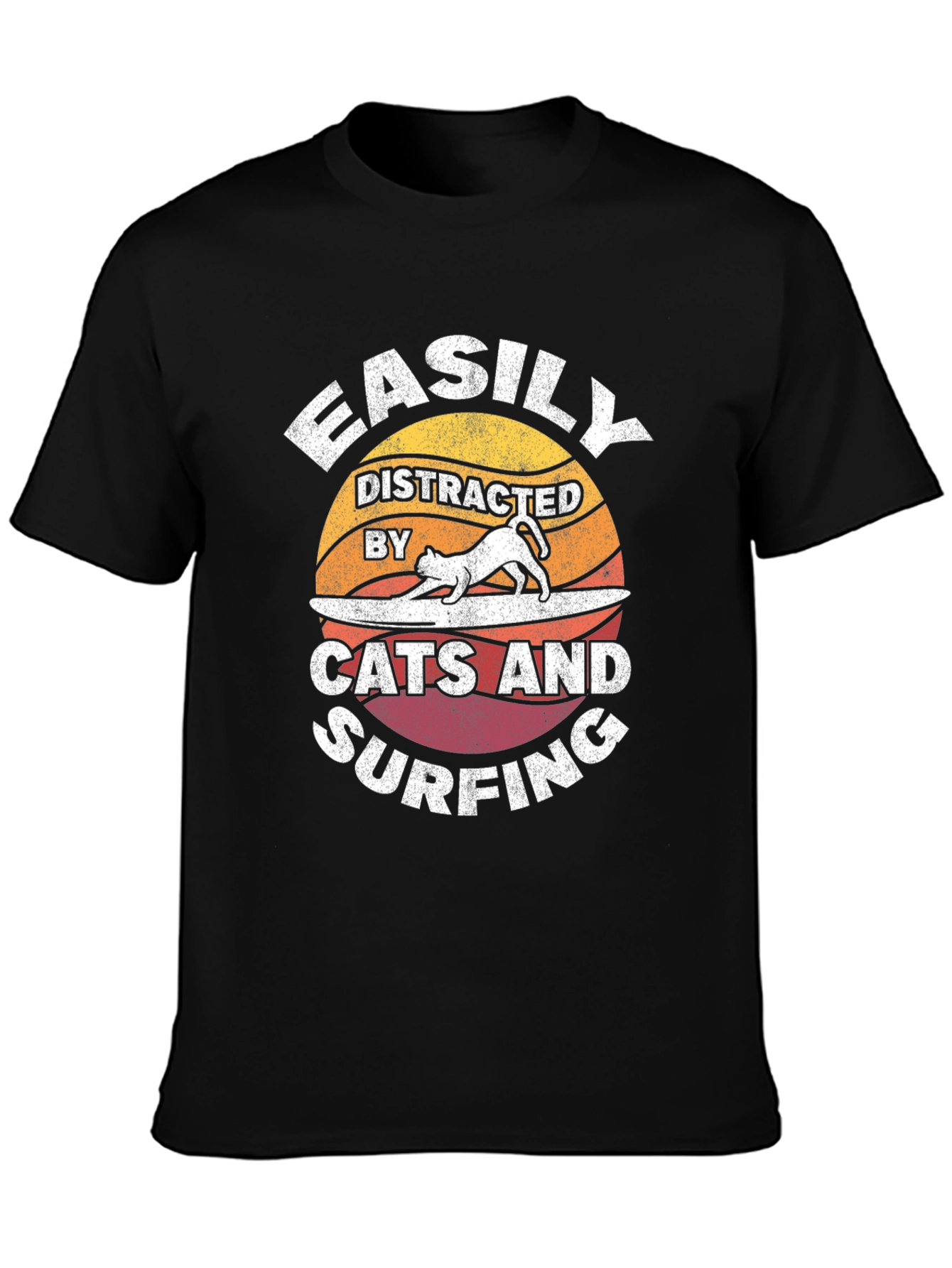 Easily Distracted Cats & Surfing T-Shirt