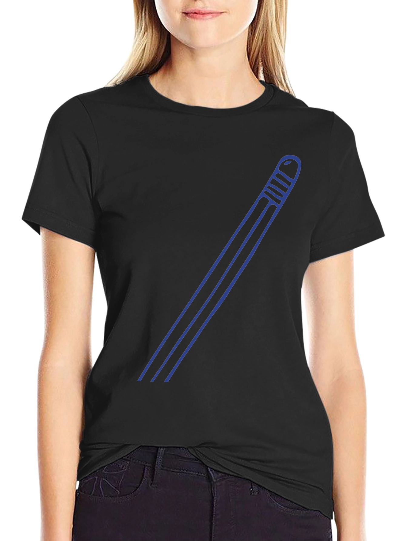 Modern Mens Black Tee with Blue Graphic