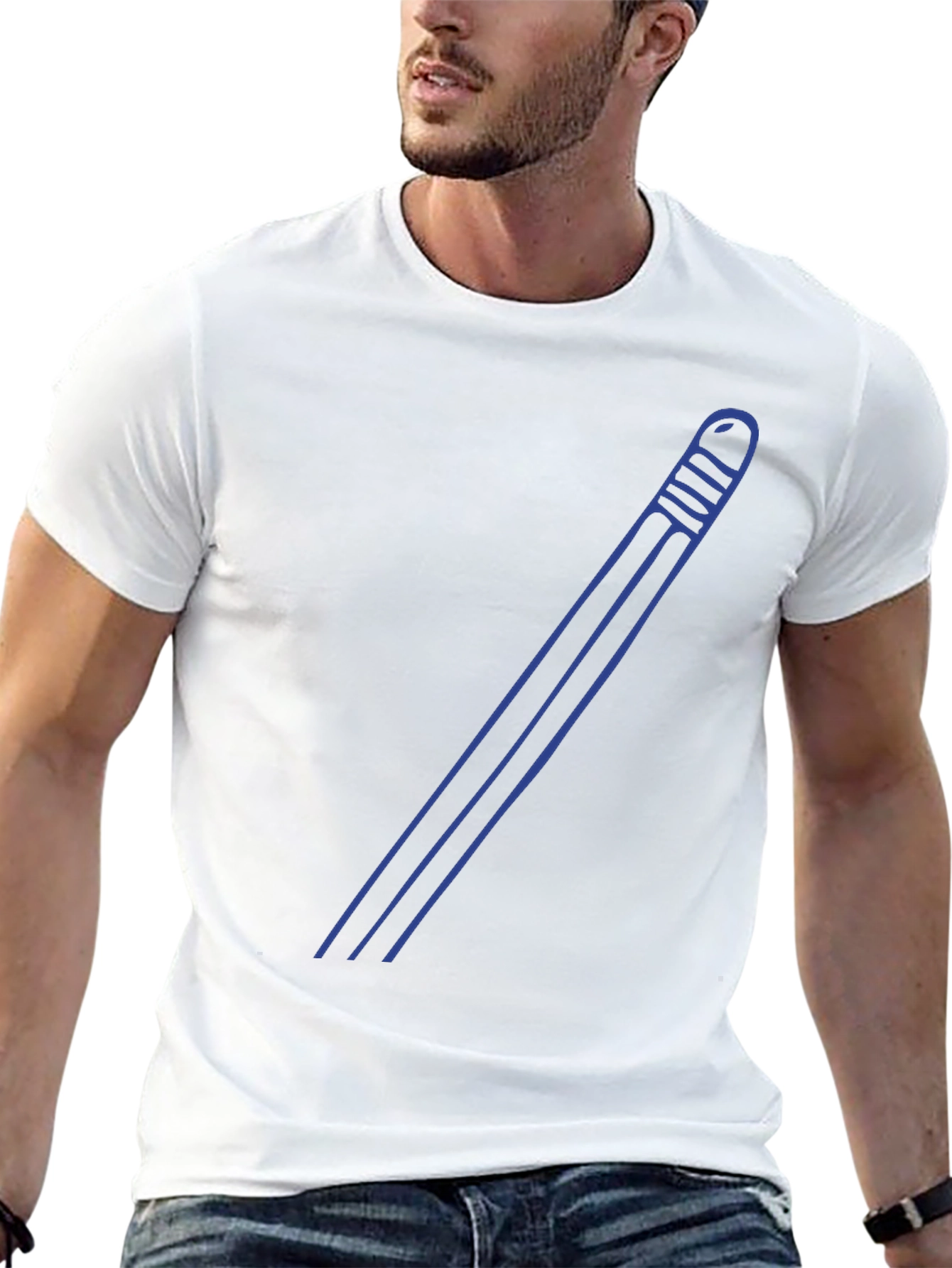 Modern Mens Black Tee with Blue Graphic