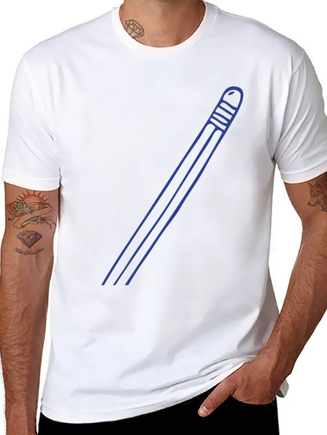 Modern Mens Black Tee with Blue Graphic