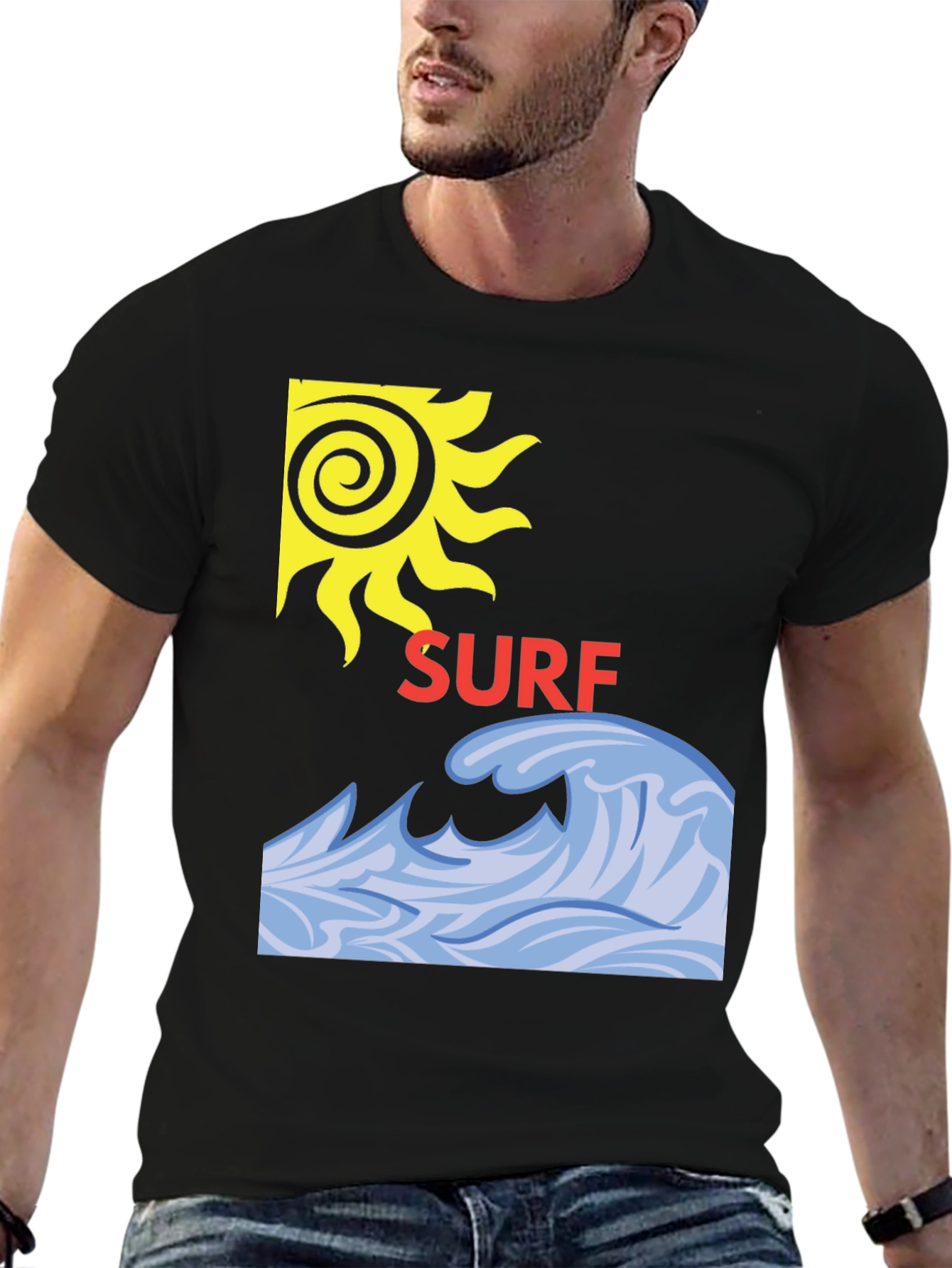 Surf Design Black T-Shirt