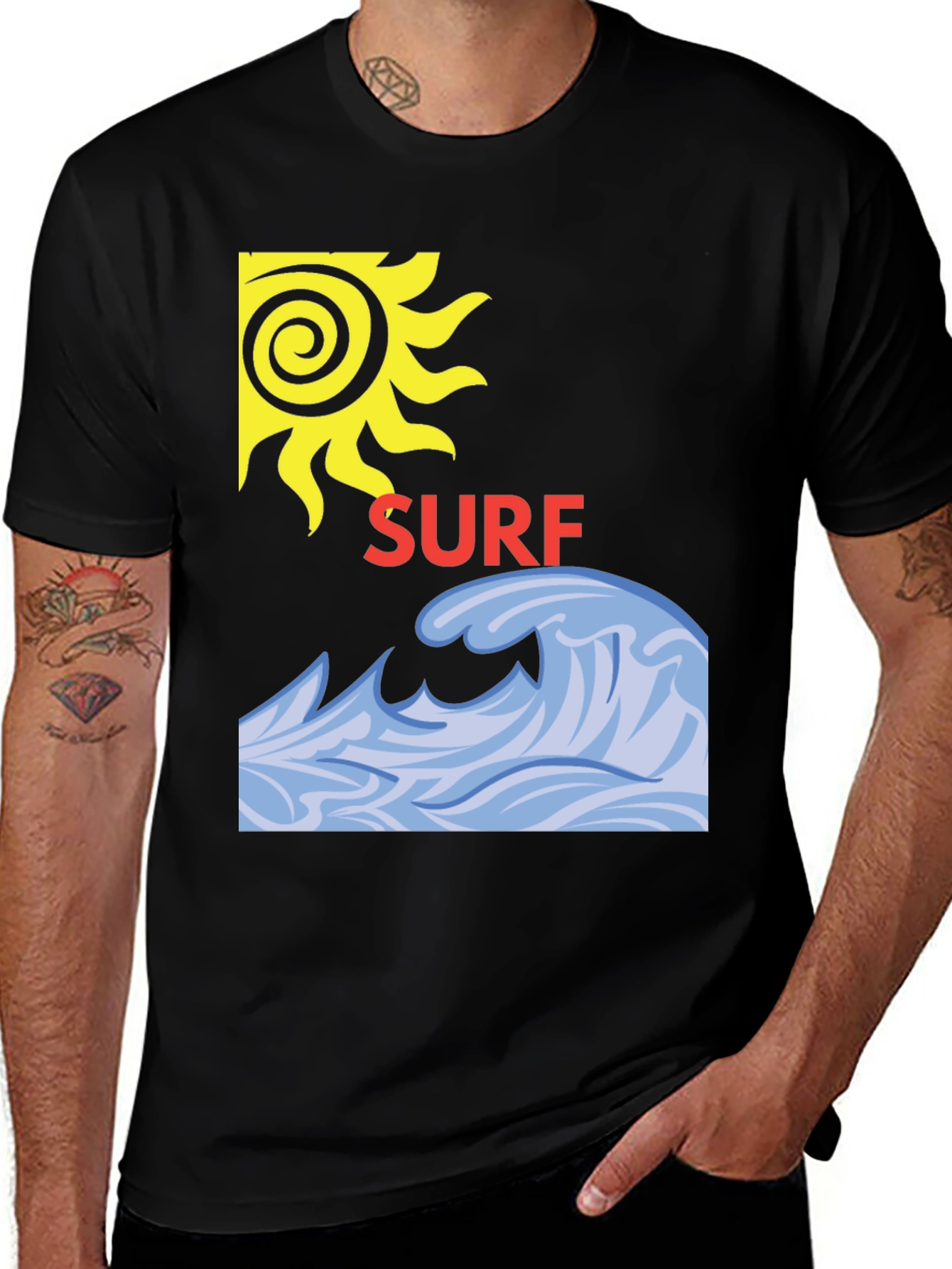 Surf Design Black T-Shirt