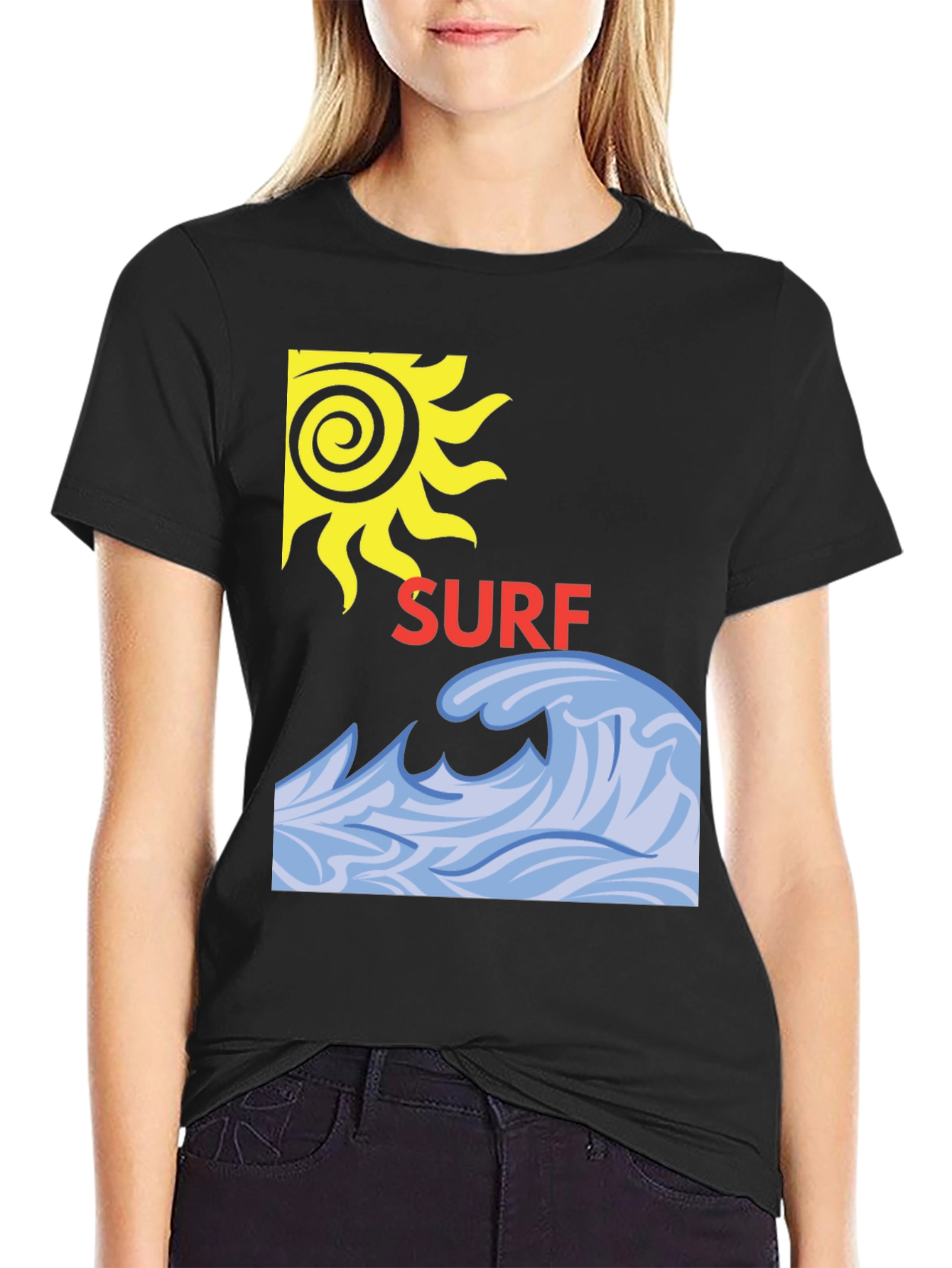 Surf Design Black T-Shirt