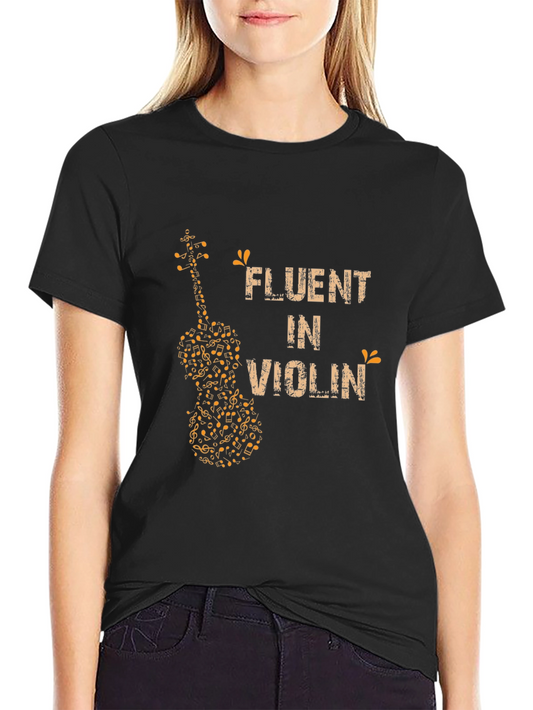 Fluent in Violin Music Notes Graphic Tee