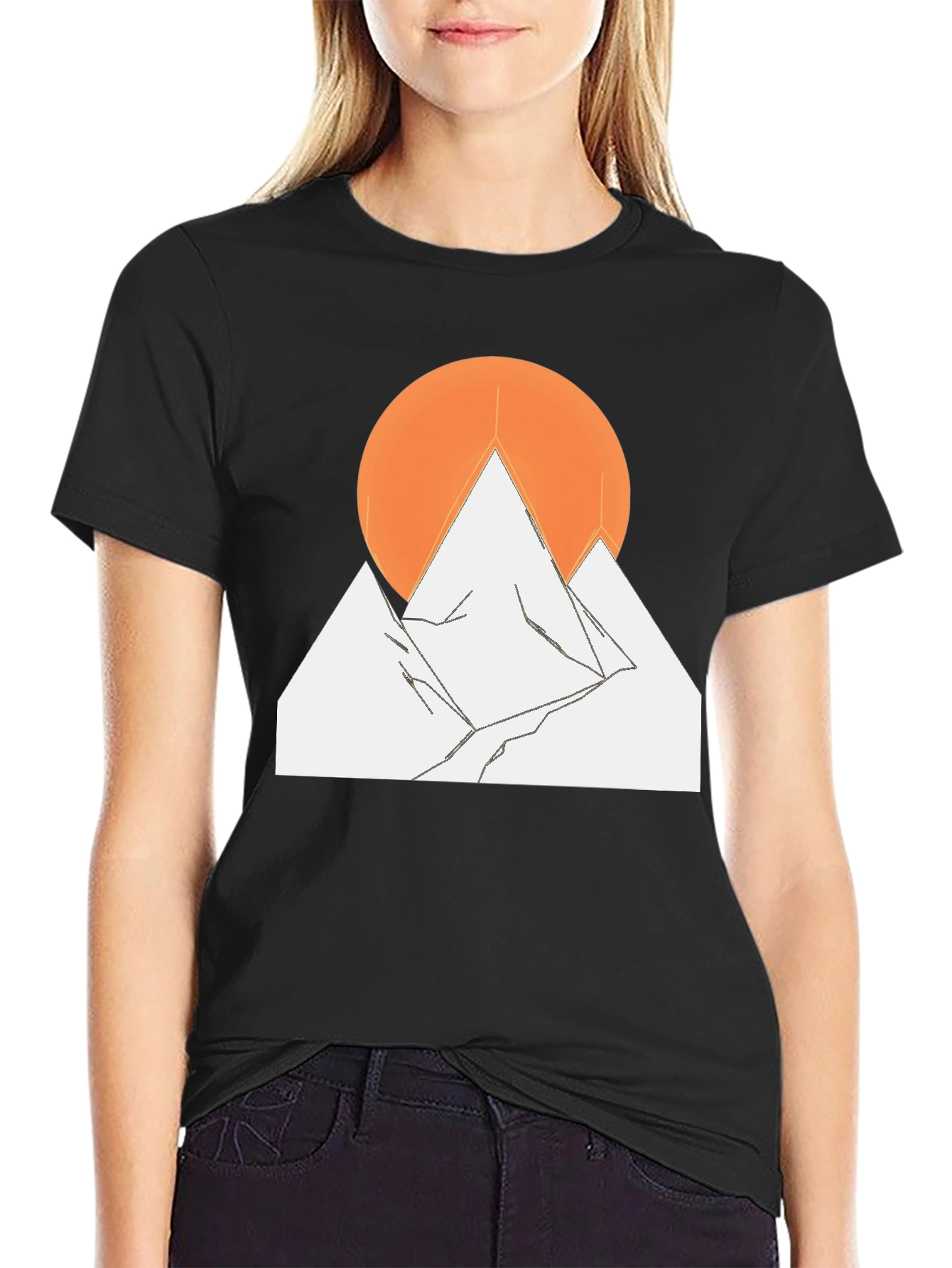Mountain Sunset Graphic Tee - Black Cotton Blend