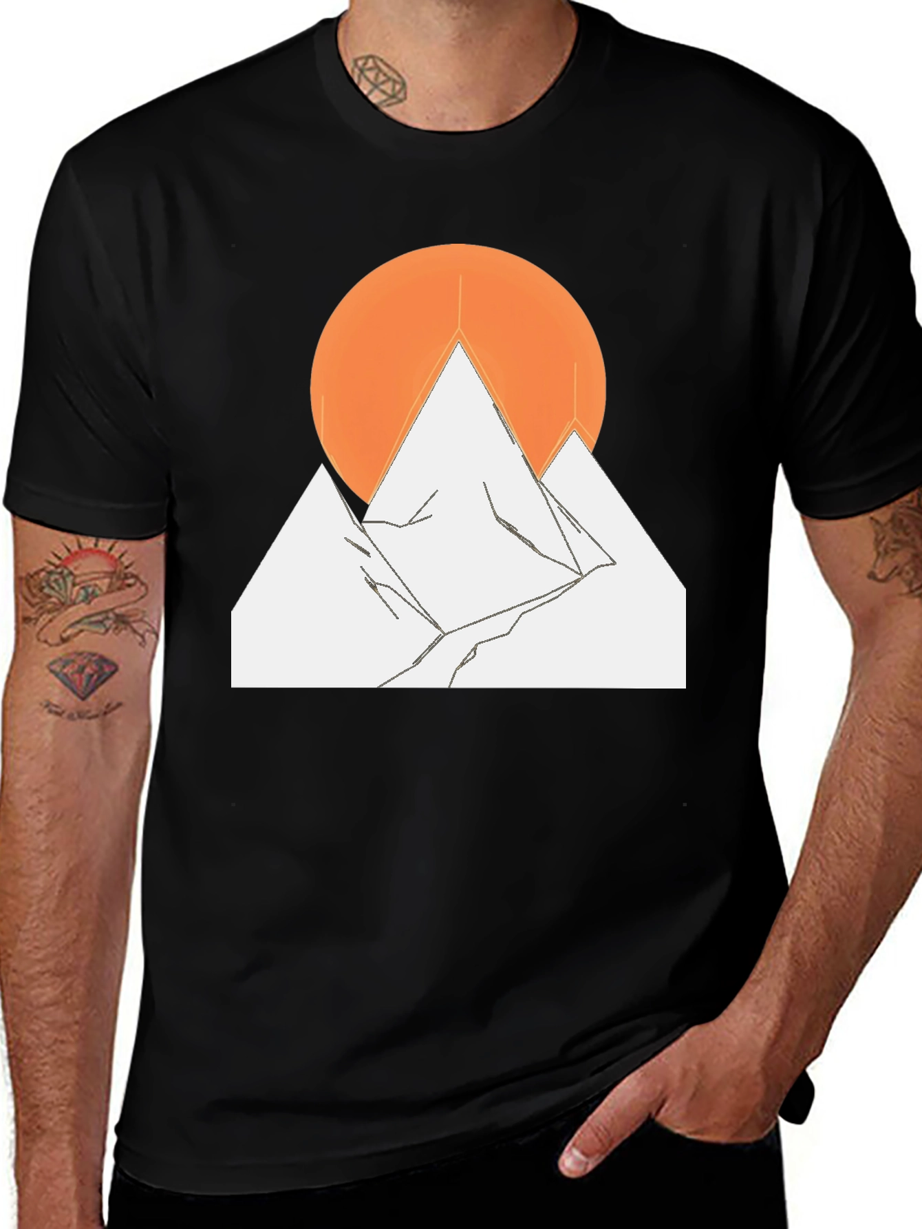 Mountain Sunset Graphic Tee - Black Cotton Blend