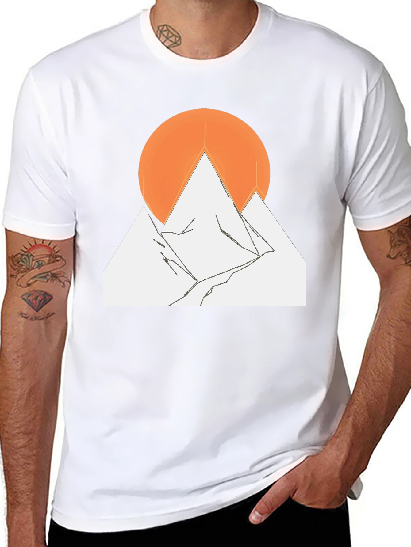 Mountain Sunset Graphic Tee - Black Cotton Blend
