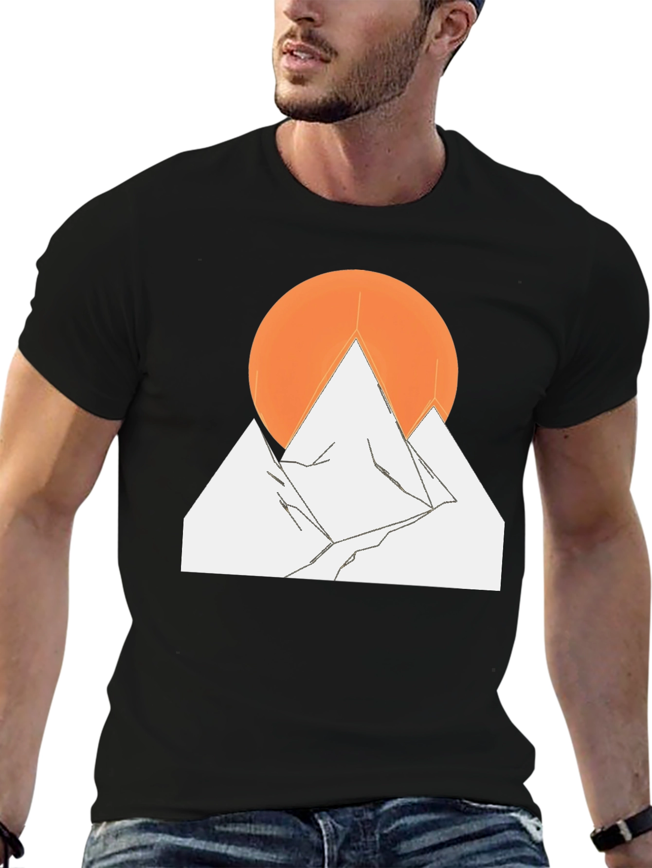 Mountain Sunset Graphic Tee - Black Cotton Blend
