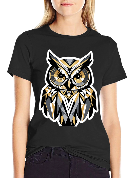 Geometric Owl Graphic Print T-Shirt
