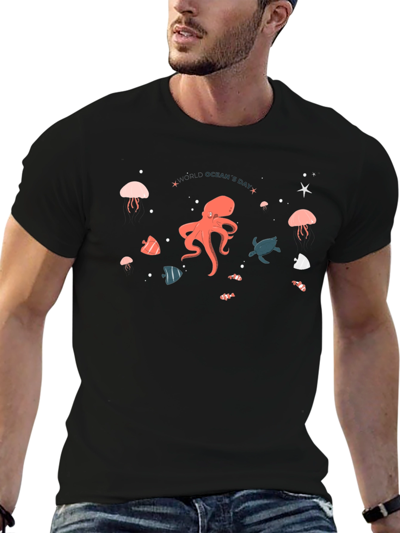 Oceans Day T-Shirt - Mens Black Tee