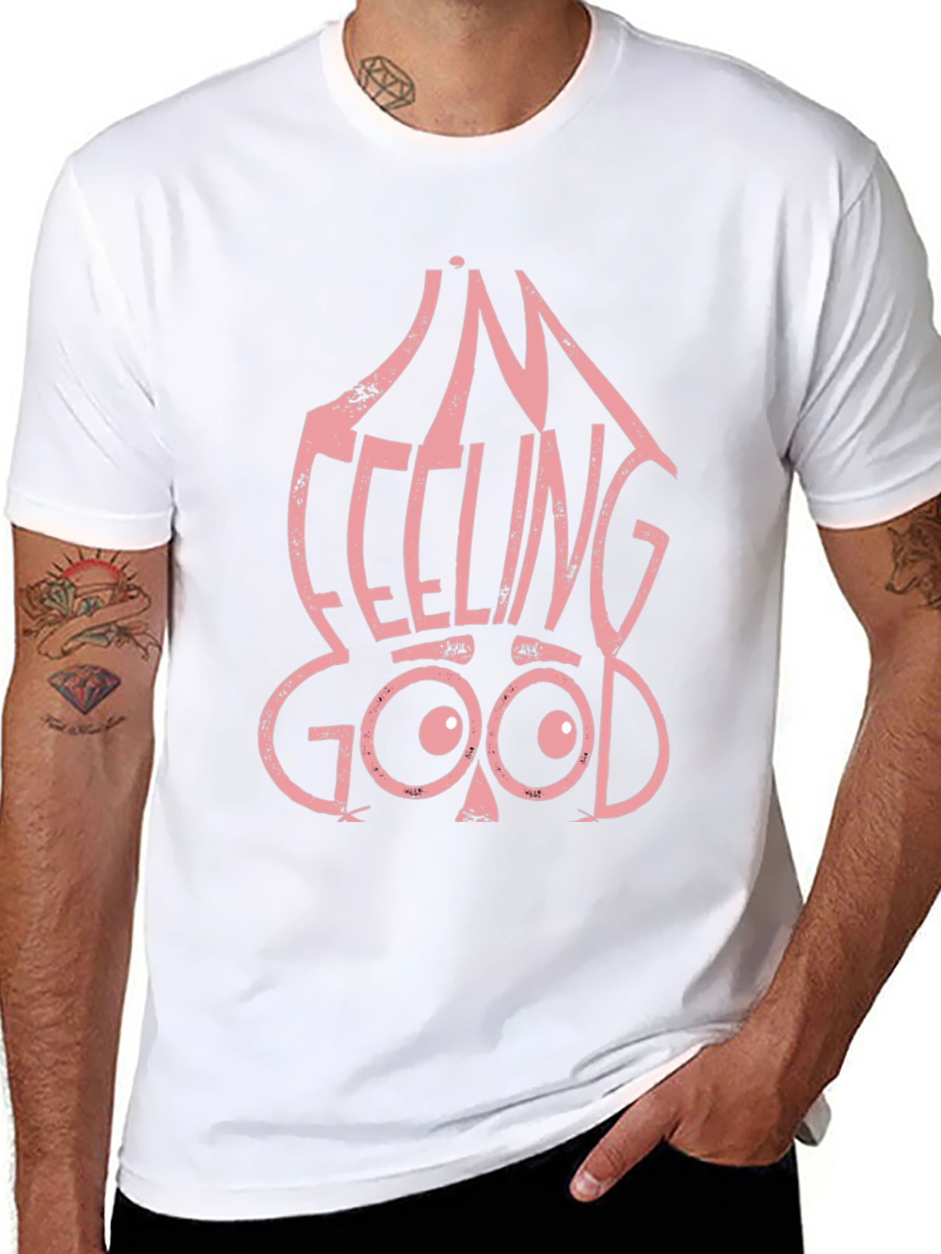 Im Feeling Good Graphic Tee - Black Cotton T-Shirt