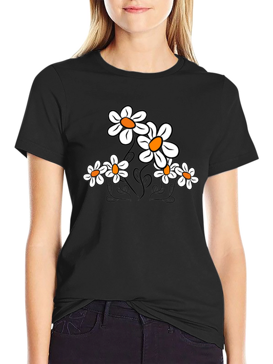 Floral Print T-Shirt - Black