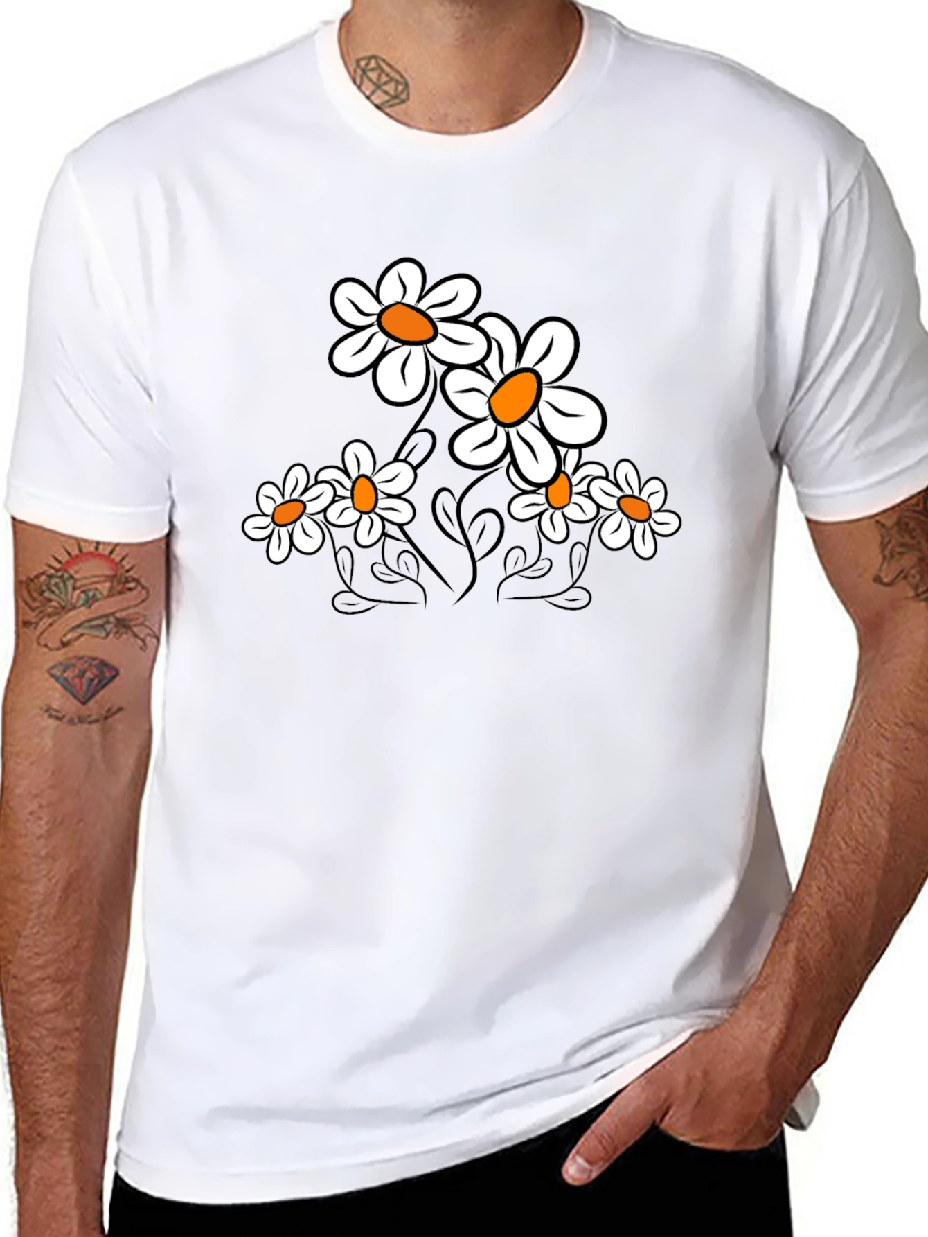 Floral Print T-Shirt - Black