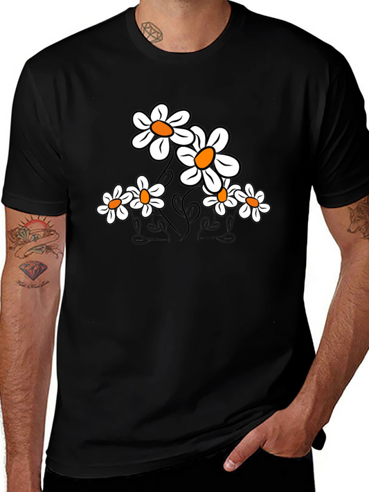 Floral Print T-Shirt - Black