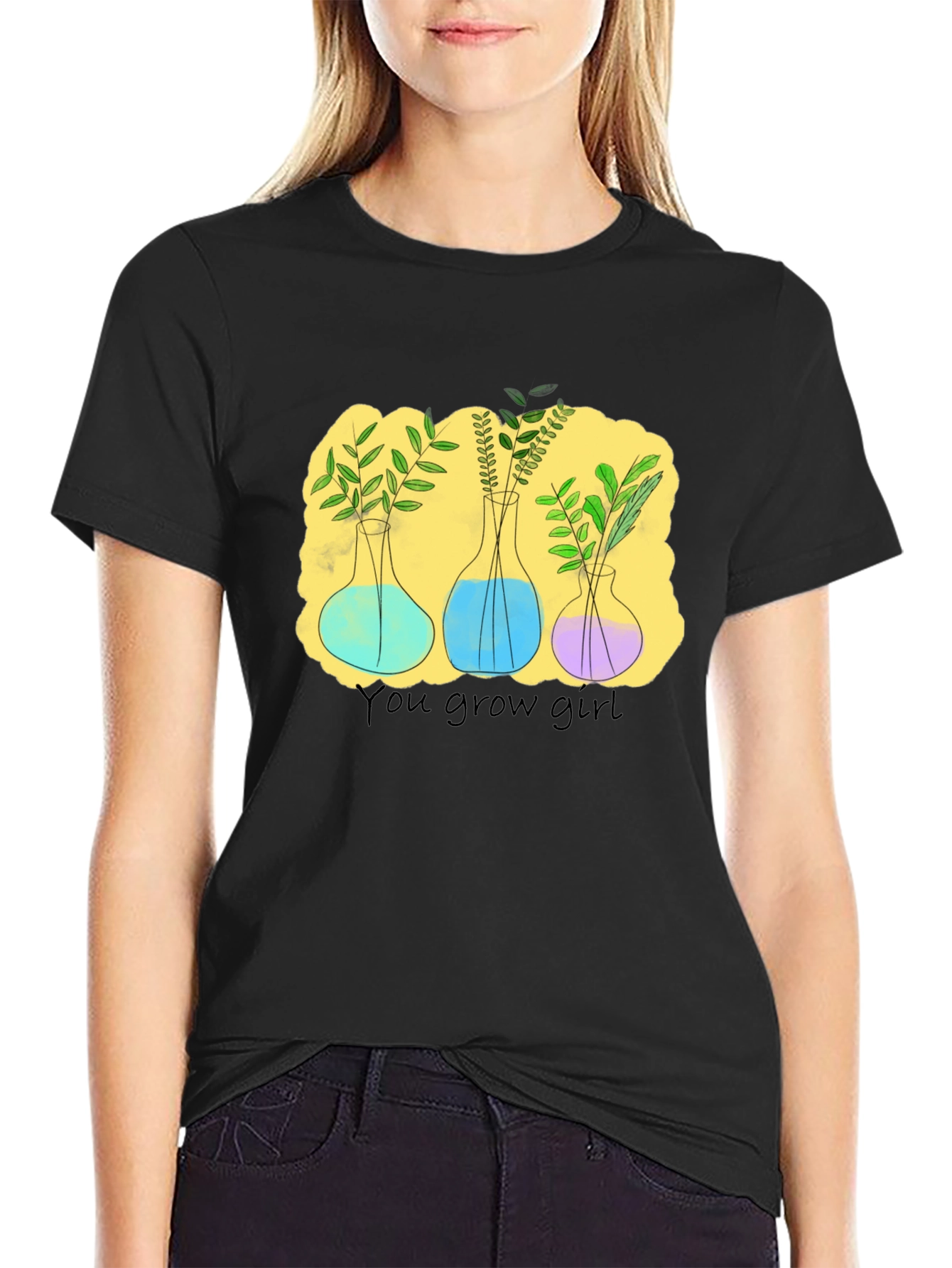 Grow Girl Plant T-Shirt - Black