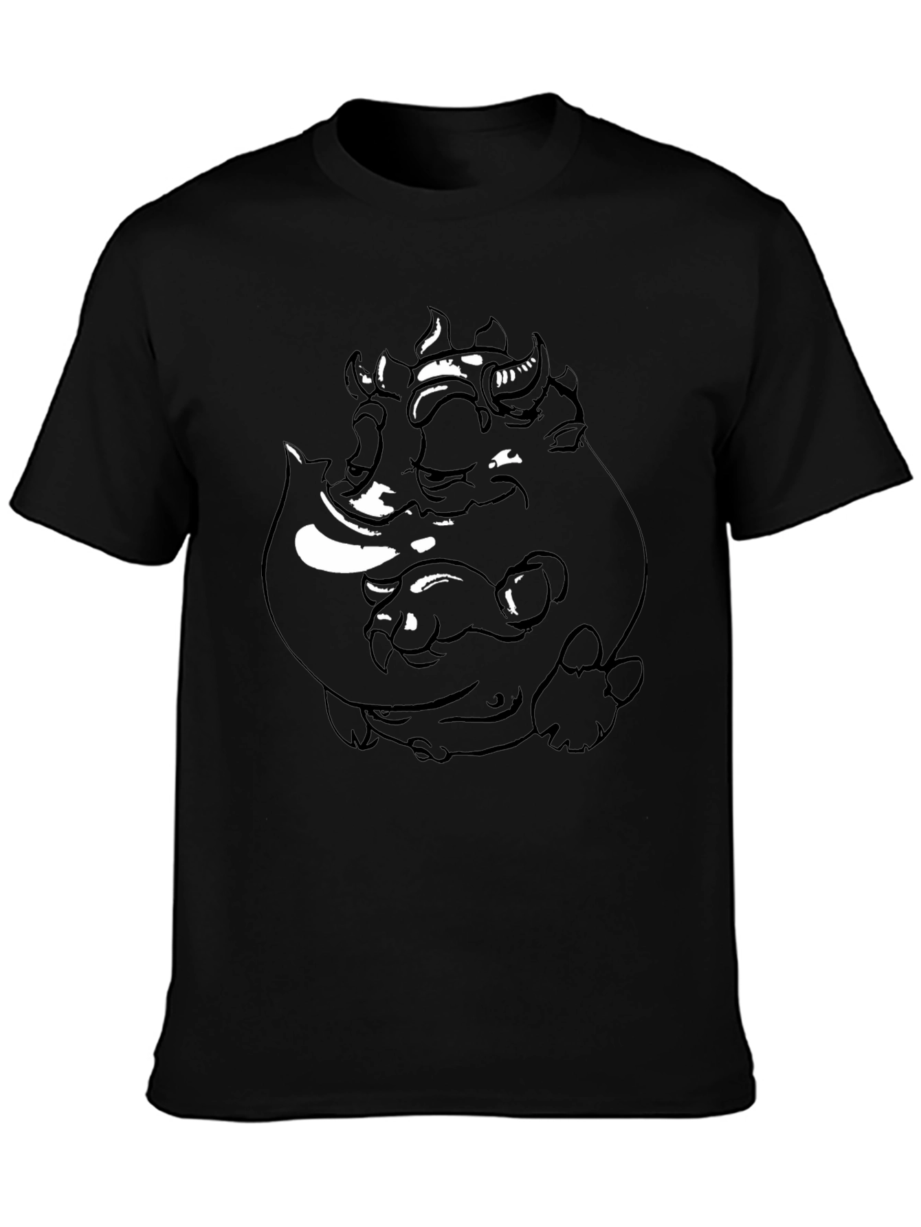 Graphic Black Tee: Three-Headed Monster Design