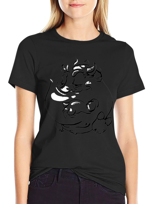 Graphic Black Tee: Three-Headed Monster Design