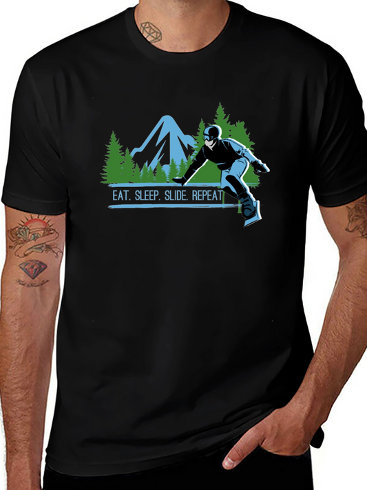 Eat Sleep Slide Repeat T-Shirt - Snowboarding Tee