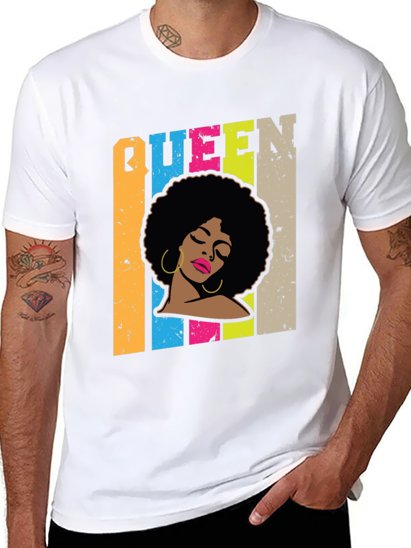 Queen Afro Graphic Print Black T-Shirt