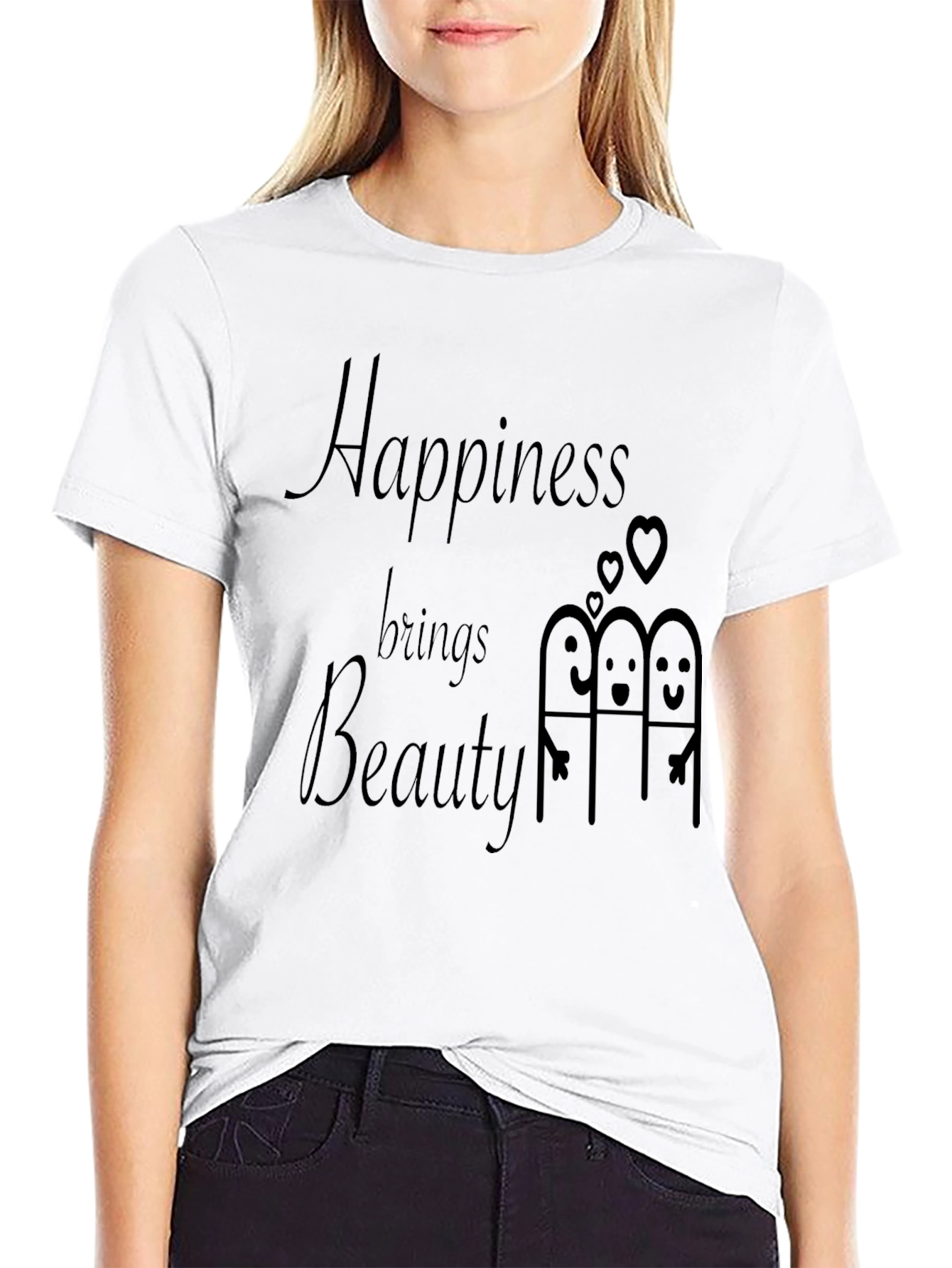 Happiness Brings Beauty Black Graphic Tee