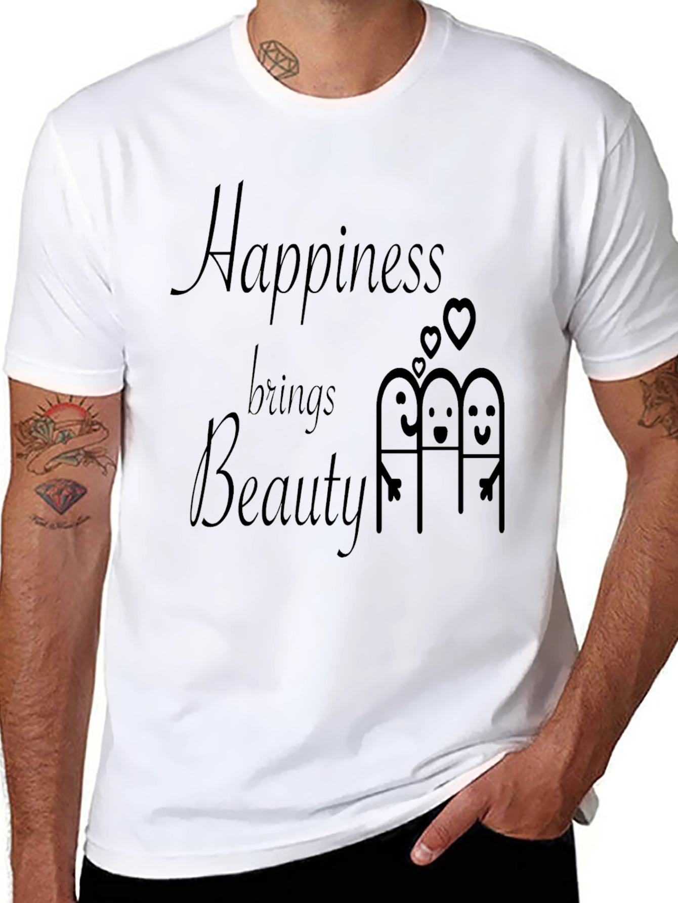 Happiness Brings Beauty Black Graphic Tee