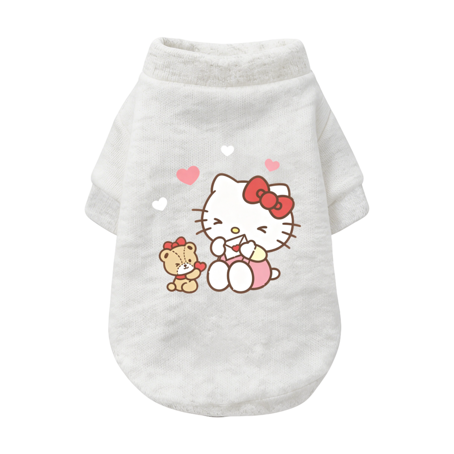 Black Pet Sweater With Cute Hello Kitty & Bear Heart Print Soft Puppy Cardigan