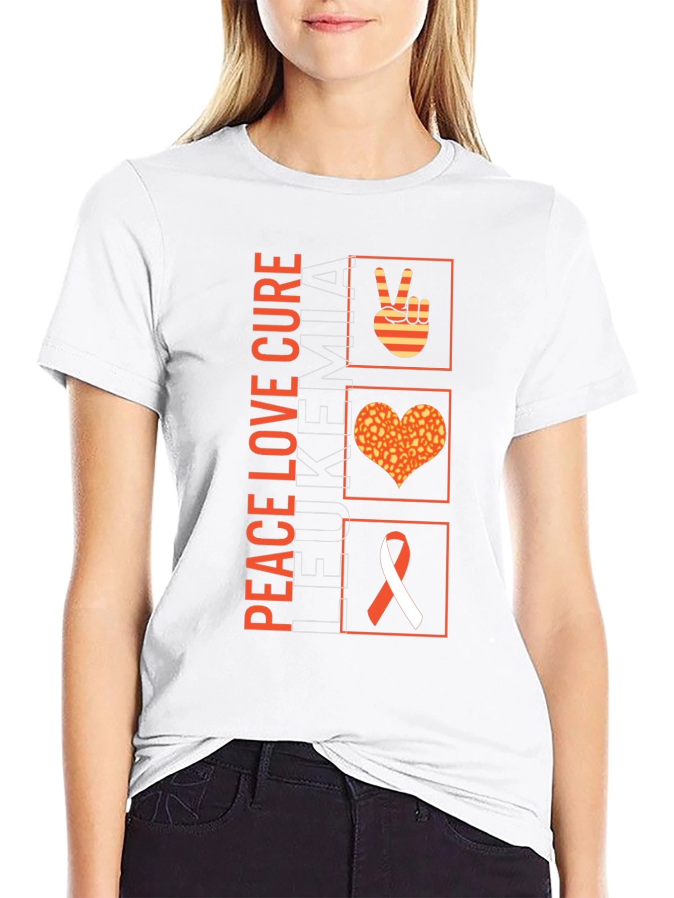 Peace Love Cure Leukemia Awareness T-Shirt