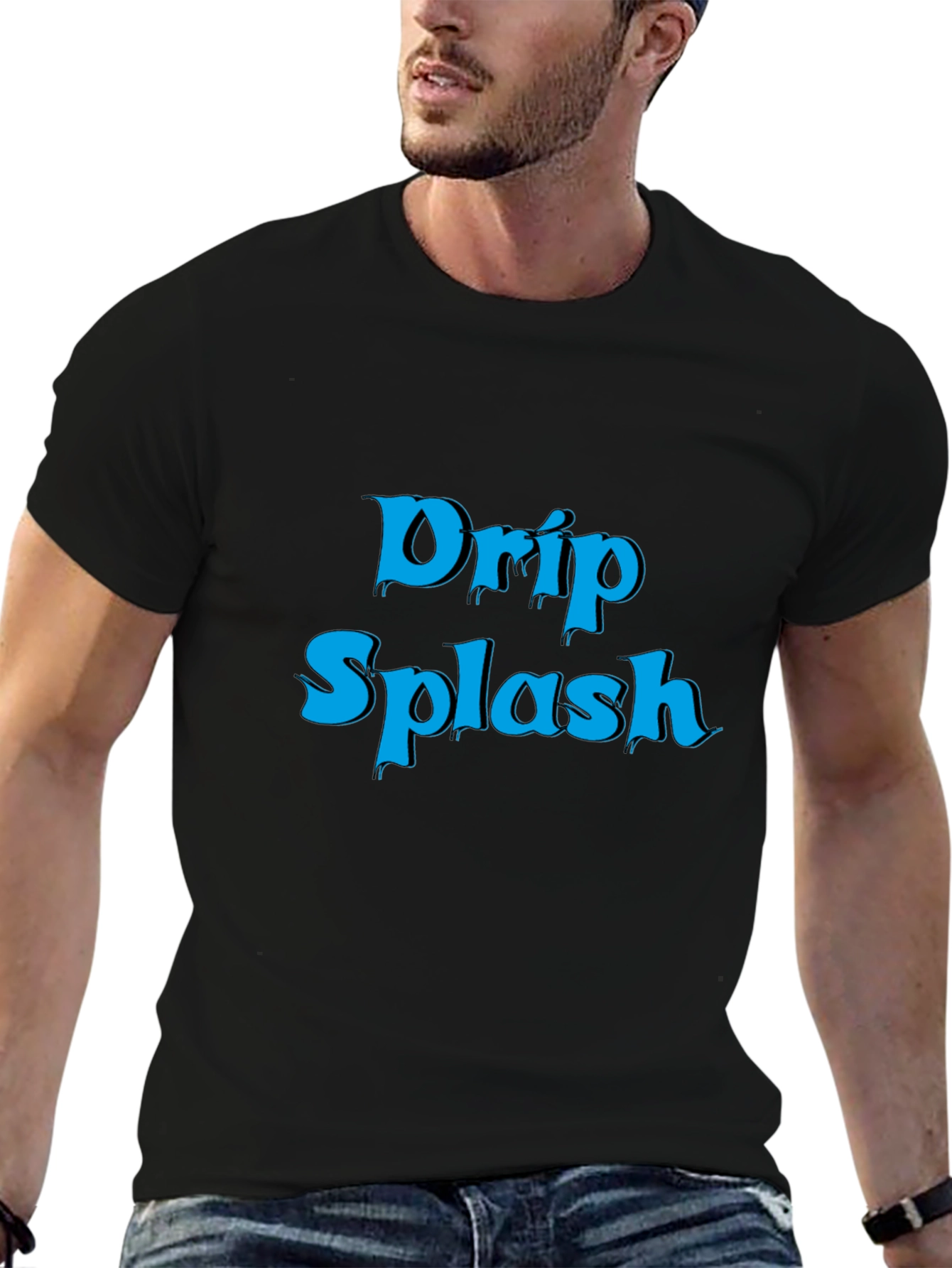 Drip Splash Graphic Tee - Black Casual T-Shirt